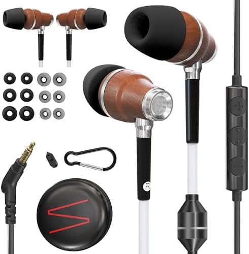 Discover Superior Sound with Symphonized Eco-Friendly Wooden Airtube Earbuds – Immerse Yourself in 3 D Audio Bliss, Deep Bass from 8 mm Drivers, Integrated Mic for Effortless Communication, and Universal 3.5 mm Compatibility – Ergonomically Designed for Comfort During Extended Listening Sessions – Perfect for Audiophiles and Casual Users Alike