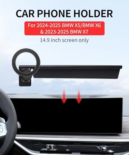 BMW X5, X6, X7 Car Phone Holder (2023-2025) | Mag Safe Compatible 360° Rotation Mount for 14.9-Inch Screen | Secure & Convenient Smartphone Cradle for Enhanced Driving Safety and Navigation Ease