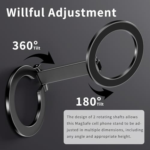 Mag Safe Universal Phone Grip & Kickstand for i Phone 12-16 Pro Max – Versatile Double-Sided Magnetic Holder for Secure Handling & Hands-Free Viewing in Gym, Kitchen & Beyond – Sleek Black Silicone Design for Stylish Convenience and Optimal Performance