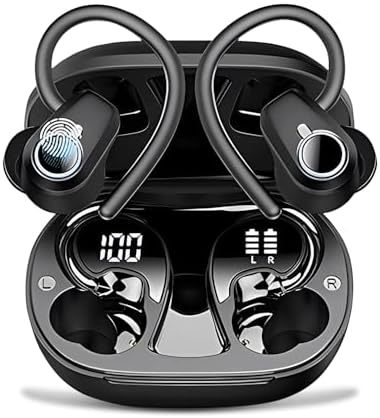 PWTEK Sport-Ready Wireless Earbuds: Ultimate Bluetooth Headphones with 50-Hour Playtime, IPX7 Waterproof Protection, Deep Bass Audio, and ENC Noise-Canceling Mic for Superior Call Clarity – Perfect for Active Lifestyles and Unmatched Connectivity