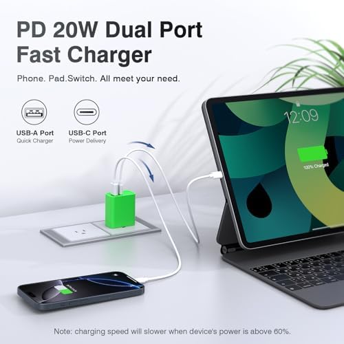 LCGENS 20 W Dual Port USB C Wall Charger Block – 2-Pack Fast Charging Power Adapter for i Phone 11/12/13/14/15/16 Pro Max, i Pad Pro, Samsung Galaxy – Portable and Efficient Charging Solution for Multiple Devices