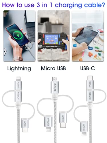 Revolutionize Your Charging Experience with the Apple MFi Certified 3-in-1 Multi Charger Cable – Lightning, Type-C, and Micro Connectors for Seamless Compatibility with i Phone, i Pad, Samsung, Pixel, Mac Book Pro/Air, and Android Devices – Fast Charging and Car Play Ready for Ultimate Convenience and Performance