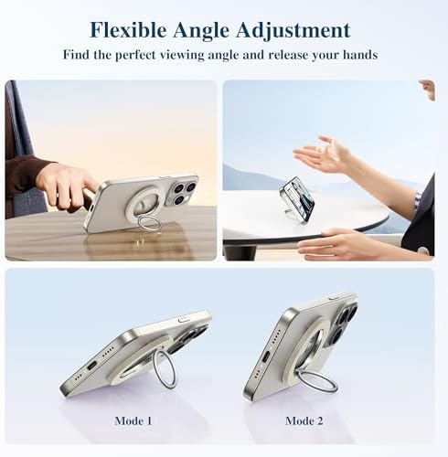 Discover the GVIEWIN Magnetic Phone Ring Holder: A Cutting-Edge 360° Rotatable Kickstand for Mag Safe Devices – Perfectly Tailored for i Phone 16 Pro Max/Plus, 15, 14, and 13 (Elegant White Finish) – Unmatched Stability and Hands-Free Viewing Experience Upgrade your smartphone usage with this premium accessory that not only enhances grip but also transforms your device into a versatile stand for effortless video calls and streaming. Featuring a robust magnetic attachment for secure hold, this stylish phone ring holder is engineered for seamless integration with Mag Safe technology. Experience the freedom of adjustable angles, allowing for convenient portrait or landscape modes, perfect for navigation or entertainment on-the-go. Its sleek white design not only ensures durability but adds a sophisticated touch to your device. Elevate your everyday smartphone experience with the GVIEWIN Magnetic Phone Ring Holder – where functionality meets elegance.