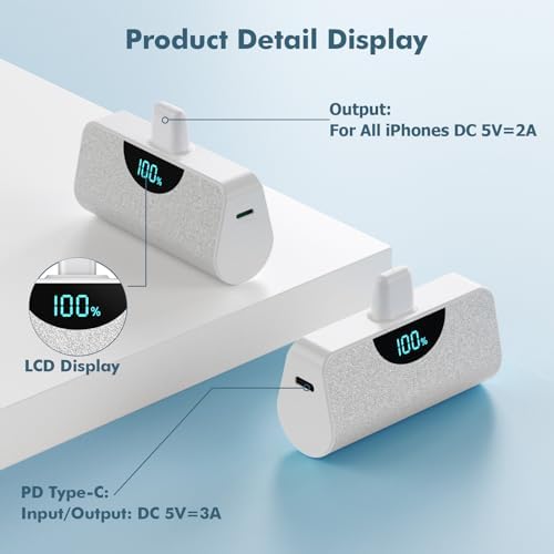 Ultra-Compact 5200 m Ah Power Bank for i Phone – 20 W PD Fast Charging Mini Portable Charger for i Phone 14 Pro Max/14/13/12/11/XR/X/8/7/6/SE – Lightweight Battery Pack with Intelligent Charging Technology for On-the-Go Power