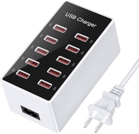 Multi-Device USB Charging Hub with 10 High-Speed Ports – Smart Plug Power Strip for i Phone 15/14/13, i Pads, Galaxy Watches & Android Phones – Ultimate Fast Charging Solution for Home & Office Efficiency