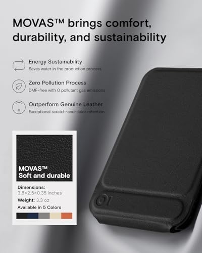 MOFT Phone Stand, Magnetic Phone Tripod Stand Stain-Resistant MOVAS Leather & Angle Adjustment & Strong Magnets Tripod for iPhone 16/15/14/13/12 (Included Metal Ring)-Misty Cove – Enhanced Compatibility and Speed