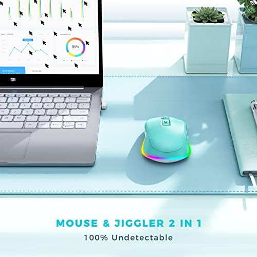 PEIOUS Rechargeable Wireless Mouse with LED – Innovative Jiggler Technology to Keep Your Computer Awake – Sleek Black Design for Optimal Comfort and Productivity