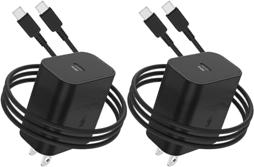 45 W Dual Pack Super Fast Type-C Wall Charger & 6 ft USB-C Cable for Samsung Galaxy S25/S24/S23 Series – Ultimate Charging Efficiency with Enhanced Safety Features and Compatibility for On-the-Go Power Solutions