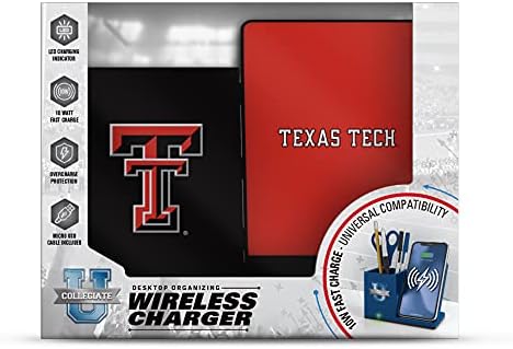 NCAA Unisex Fast Wireless Charging Stand & Desk Organizer – Stylish Multi-Device Charger for Sports Enthusiasts, Efficient Workspace Solution with Built-in Accessory Compartments