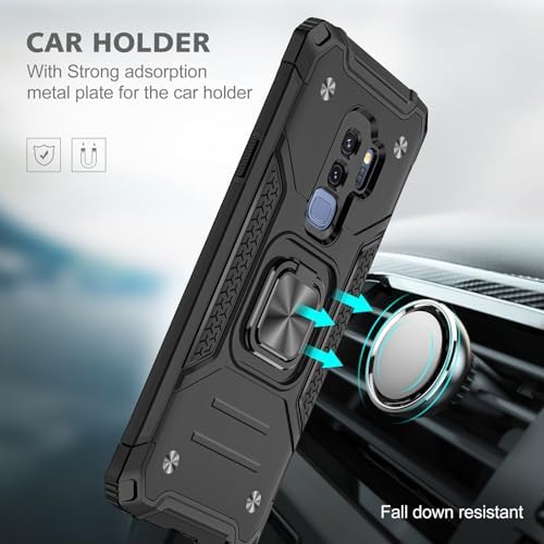 Rugged Military-Grade Shockproof Case for Samsung Galaxy S9 Plus – Red Armor with Built-in Kickstand and Magnetic Car Mount for Ultimate Protection and Style – Perfect for Active Lifestyles