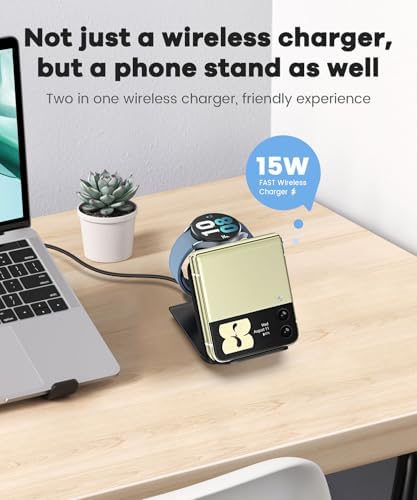Ultimate Fast Wireless Charging Station for Samsung Galaxy Z Flip Series & Motorola Razr+ – 2-in-1 Foldable Travel Charger with PD 20 W Adapter, Sleek White Design for On-the-Go Convenience – Enhanced Speed & Compatibility for Modern Lifestyles