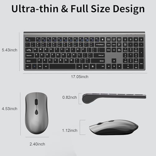 Ultra-Slim 2.4 G Wireless Keyboard with Numeric Keypad – Silent Ergonomic Design for Effortless Typing on PC & Mac, Plug-and-Play USB Receiver, Scissor Switch Technology for Enhanced Comfort and Speed