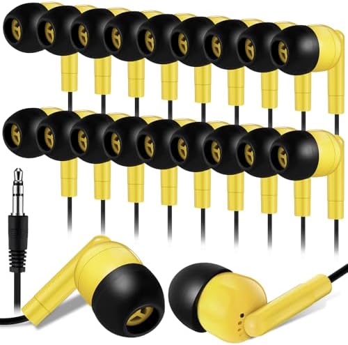 Kanayu 100 Pack Classroom-Ready Wired Earbuds – High-Quality 3.5 mm Jack Earphones for Enhanced Student Learning, Individually Packaged for Quick Distribution, Lightweight Comfort for Focused Educational Experiences