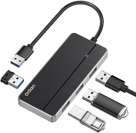 Ultra-Slim 4-Port USB 3.0 Hub – High-Speed Data Transfer Up to 5 Gbps | Compact USB Splitter for PC, Laptop, Chromebook, PS4 & Xbox | LED Indicator, Enhanced Compatibility | Perfect for Multitasking on the Go