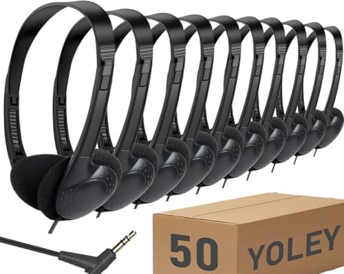 Classroom-Ready Wired Headphones – 25 Pack Durable On-Ear Audio Solution for Students, Comfortable Fit for Enhanced Learning, Ideal for Group Activities and Educational Use