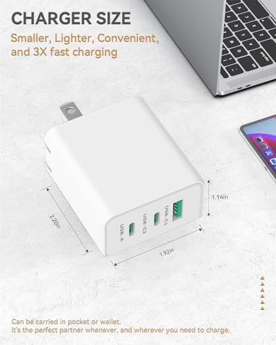 Revolutionize Your Charging Experience with the 65 W Ga N USB C Charger – Compact 3-Port Fast Charger for Mac Book Pro/Air, i Phone 15/14, Galaxy S23/S22, and More – Ultimate Speed & Universal Compatibility for Home, Office, and Travel