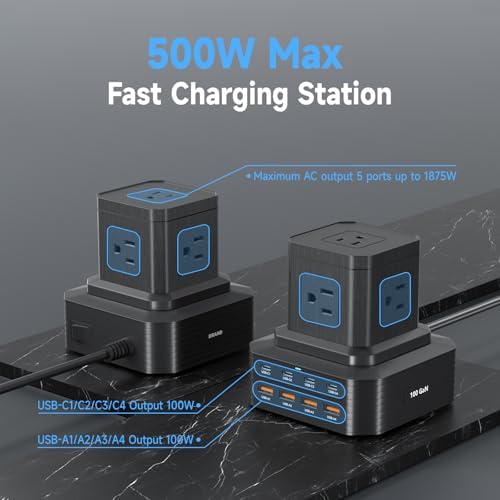 Revolutionize Your Charging Experience with the 100 W USB-C Charging Station – 13-in-1 Surge Protector Power Strip Featuring 4 Rapid PD USB-C & 4 Versatile USB-A Ports for Seamless Compatibility with Mac Book Pro/Air, i Phone 15/14, i Pad, and More – Ultimate Multi-Device Charging Solution for Home and Office Efficiency
