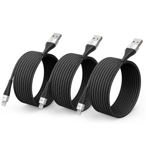 Fast Charging Nylon Braided i Phone Charger Cable – 3-Pack, 3 FT MFi Certified Lightning Cords for i Phone 14/13/12/11 Pro Max/XR/XS/X/8/7/Plus/6 S, i Pad, i Pod, and Air Pods – Enhanced Durability and Compatibility for Optimal Performance