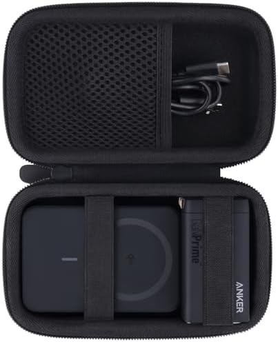 Ultra-Slim EVA Hard Case for Anker A1664 10,000 m Ah Magnetic Power Bank – Shockproof, Waterproof, and Dust-Resistant Travel Companion for Maximum Device Protection – Lightweight Design with Elastic Strap for Secure Storage and Quick Access – Ideal for On-the-Go Charging Solutions – Perfect for Anker Mag Go Series – Accessories Not Included