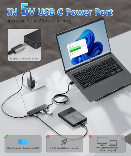 Ultra-Slim 4-Port USB 3.0 Hub with 2 ft Extended Cable – High-Speed Data Transfer for Mac Books, PCs, and More – Compact USB Expander for Enhanced Connectivity, Ideal for On-the-Go Professionals and Home Offices