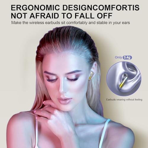 Kicoeon Premium Wireless Earbuds – 48-Hour Uninterrupted Playtime, Advanced IPX7 Waterproof Rating, Next-Gen Bluetooth 5.4 for Seamless Connectivity, Enhanced Call Clarity with Quad Microphone System, Elegant Beige Design Tailored for Active Lifestyles, Fully Compatible with Android & i OS Devices