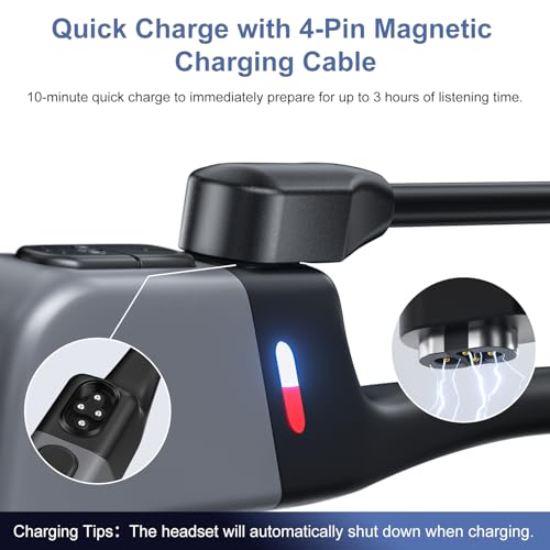 Magnetic 4 Pin Charging Cable for Shokz S710 Headphones – 2 Pack USB-C Quick Charge & File Transfer Solution, 1 m Length for Enhanced Compatibility with Open Swim Pro, Durable Design for Tech Enthusiasts