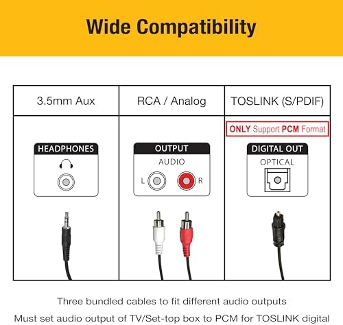 Revolutionize Your Home Audio Experience with Cutting-Edge Wireless Over-Ear Headphones – Enjoy Next-Gen Bluetooth 5.3 for Lightning-Fast Streaming, apt X Low Latency for Flawless Syncing, and a Staggering 50 Hours of Pure High-Fidelity Sound – Perfect for Movie Buffs and Audiophiles Alike – Versatile Connectivity Options Including Digital Optical TOSLINK, RCA, and AUX – Indulge in Luxurious Comfort and Exceptional Sound Isolation for a Truly Immersive Listening Adventure