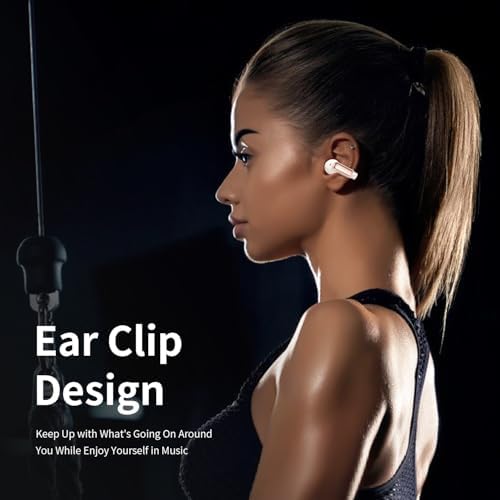 Rose Gold Bluetooth 5.4 Wireless Clip-On Earbuds – Lightweight Open Ear Sports Headphones for Enhanced Sound Quality and All-Day Comfort, Ideal for Active Lifestyles and Clear Voice Communication