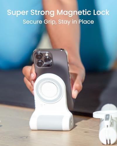 KraftGeek Magnetic Phone Stand Camera Grip with Wireless Charging & Bluetooth Shutter, Stand for iPhone, Ergonomic Handle for Vlogging, Selfies & Video Calls – Enhanced Compatibility and Speed