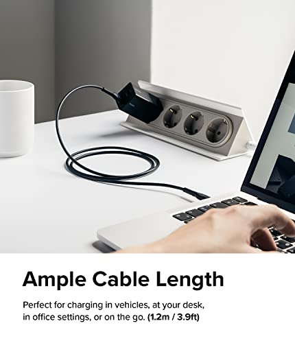 Ringke 3.9 FT USB to Lightning Pastel Charging Cable – Fast Charge Your i Phone, i Pad, and Air Pods with Tangle-Free Design and Enhanced Durability – Sleek Black Aesthetic Perfect for Car Play and Everyday Use