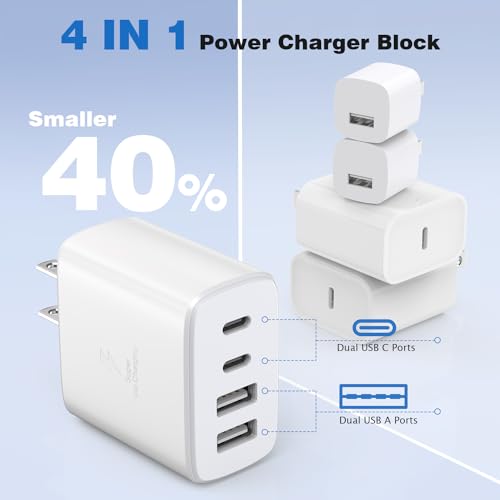 40 W 4-Port USB C Fast Charger for i Phone 16 & Samsung Devices – Multi-Device Power Adapter with Superior Compatibility for Home & Travel – High-Speed Charging Hub Featuring QC Technology and Advanced Safety Mechanisms
