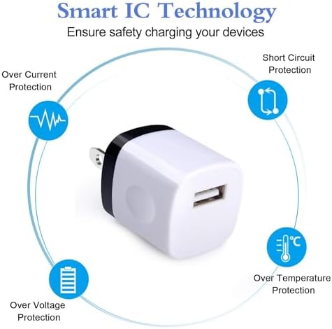 10-Pack USB Wall Charger Adapters – Efficient 1 A/5 V Fast Charging Blocks for i Phone 11 Pro Max to 16 & Samsung Galaxy S20 Ultra to S24 – Compact, Durable, and Travel-Friendly Power Solutions for All Your Devices