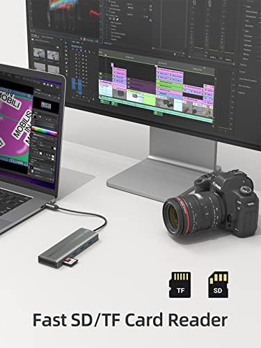 Upgrade Your Connectivity with SANZANG 8-in-1 USB-C Docking Station – 4 K@60 Hz HDMI, 100 W Pass-Through Charging, 1 Gbps Ethernet & Dual SD/TF Slots for Effortless File Transfers – Ideal USB Hub for Mac Book Users Seeking Enhanced Speed and Compatibility