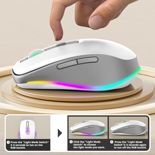 Illuminate Your Workspace with the seenda Light-Up Wireless Mouse Featuring Built-In Jiggler – USB-C & USB Receiver for Mac Book, i Pad, and Windows Devices – Ergonomic Design for Enhanced Comfort and Productivity