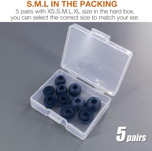 Upgrade Your Soundcore P40 Earbuds with Premium Navy Blue Silicone Eartips – 10 Pairs of Ultra-Comfort Replacement Earpads for Superior Sound Isolation and Extended Listening Comfort