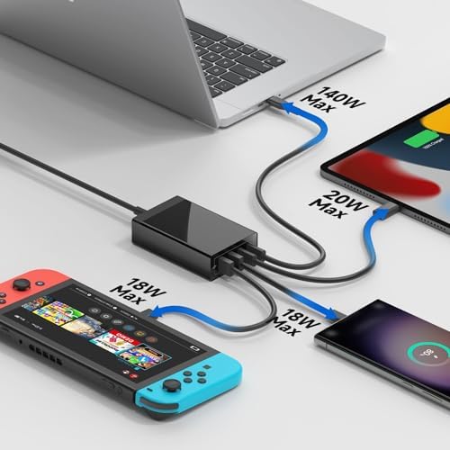 High-Speed 4-Port Car Charging Station with 6.6 FT Cable – HKY 156 W USB-C & QC3.0 Charger for i Phone 15 Pro Max, Samsung S23, Mac Book & More – Ultimate Travel Accessory for Multiple Devices with Enhanced Compatibility and Safety Features