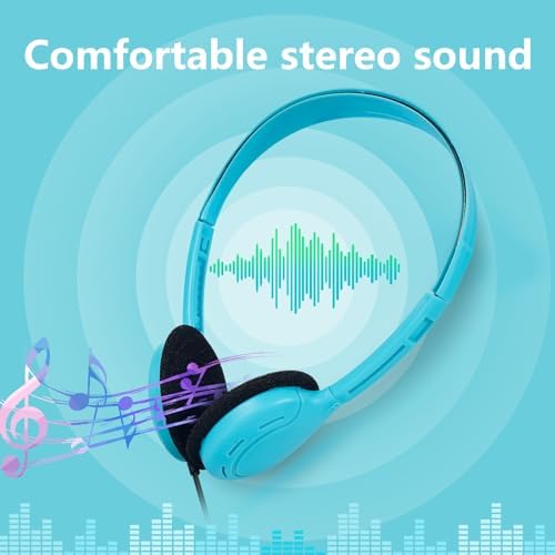 Classroom-Ready 20 Pack Adjustable Headphones for Kids – Ergonomic On-Ear Design with 3.5 mm Jack, Vibrant Color Choices, Perfect for Schools and Libraries, Lightweight & Durable for Long Learning Sessions