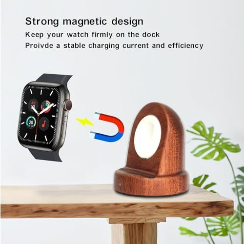 Sapele Wood Magnetic Charging Dock for Apple Watch – Elegant Fast-Charging Stand for Series 1-10, SE, and Ultra Models – Stylish and Portable Smartwatch Accessory for Home & Travel – Unique Durability and Chic Aesthetic Combined