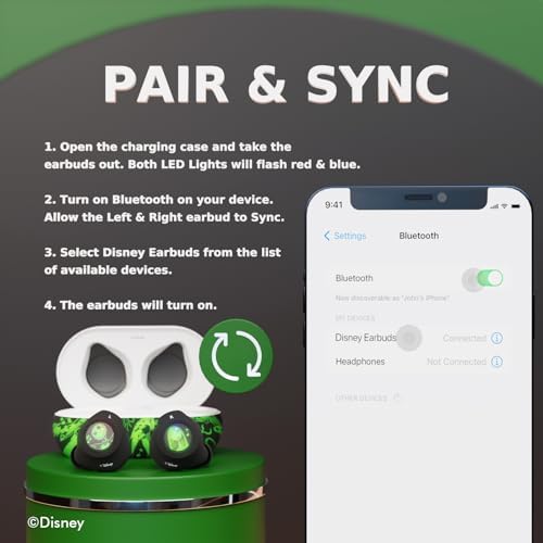 Disney Nightmare Before Christmas Wireless Glow-in-the-Dark TWS Earbuds – Bluetooth 5.0 Headset with Built-in Mic, IPX8 Waterproof Protection, and Portable Charging Case for Ultimate Audio Enjoyment – Unleash Jack and Sally’s Magical Soundscape Anytime, Anywhere