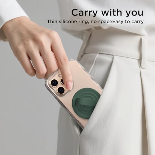 Revolutionary Magnetic Phone Ring Grip Holder – Ergonomic Silicone Finger Loop for i Phone Pro Max/Plus, 12/13/14/15/16 Series – Compatible with Mag Safe – Oat Color Enhances Aesthetics and Comfort – 360-Degree Rotation for Effortless Use – Secure Your Device with Style and Stability – Essential Smartphone Accessory for Unmatched Usability and Convenience