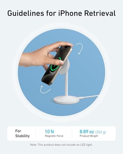 Anker Mag Go i Phone 16 Mag Safe Charger Stand – 15 W Fast Magnetic Wireless Charging Station with Qi2 Certification, 360° Device Compatibility & Sleek Design for i Phone 16/15/14/13/12 Series & Air Pods (Includes 25 W Adapter) – Elevate Your Charging Experience Today!