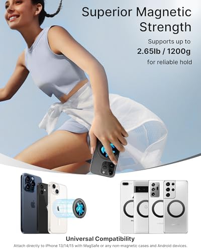 typecase Folding Phone Stand: Foldable Smartphone Holder for Desk – Ultra Thin Adjustable Kickstand – Magnetic Phone Grip Home Desk Accessories Compatible with Phone Tablets – Enhanced Compatibility and Speed