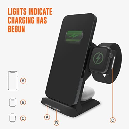 Effortlessly Charge All Your Devices with the STM Charge Tree Swing 3-in-1 Qi-Certified Wireless Charging Station – Fast 15 W Multi-Device Power Hub for i Phone, Samsung, Android, Air Pods & Apple Watch – Sleek Black Design Perfect for Home or Office Use – Streamline Your Charging Routine and Eliminate Clutter while Enjoying Safe, Reliable Power for All Your Essentials.