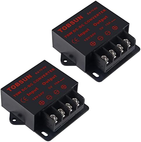 2-Pack 5 A DC-DC Power Converter Module – High-Efficiency Step-Down Regulator to 5 V from 12 V/24 V for Seamless Electronic Integration, 25 W Output for LED Strips and Microcontrollers