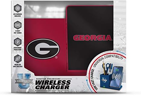 NCAA Unisex Fast Wireless Charging Stand & Desk Organizer – Stylish Multi-Device Charger for Sports Enthusiasts, Efficient Workspace Solution with Built-in Accessory Compartments