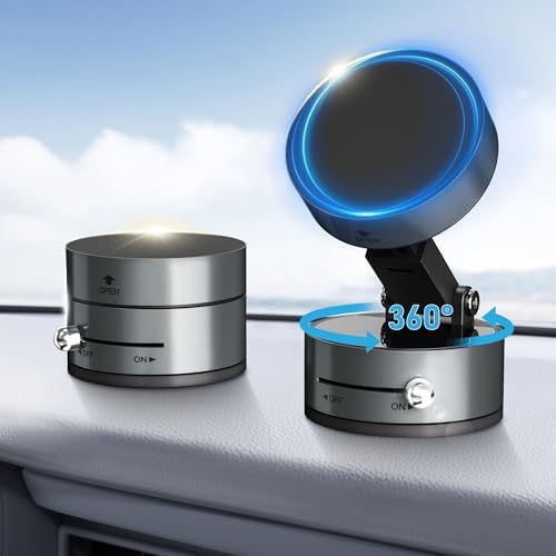 Magnetic Car Phone Mount – Ultra Strong Vacuum Suction Phone Holder for Dashboard/Windshield, Foldable 360° Adjustable Car Phone Mount Compatible with iPhone 16/15/14 & All Smartphones-817001A – Enhanced Compatibility and Speed