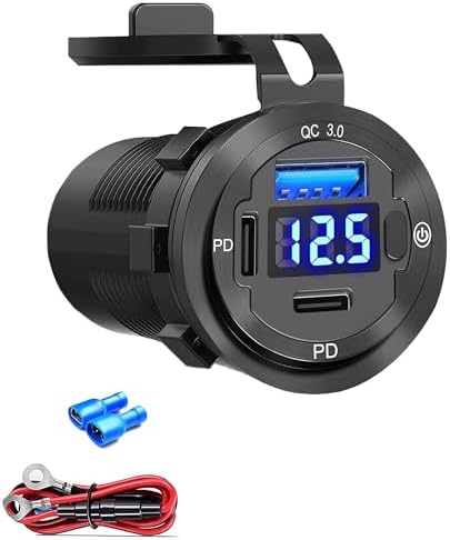 Versatile 12 V USB Car Socket with 3 Ports – Waterproof Marine-Grade Aluminum Quick Charge Adapter for Cars, Boats, RVs, and More (2 QC + 1 PD) – Efficient Multi-Device Charging Solution for On-the-Go Power Needs