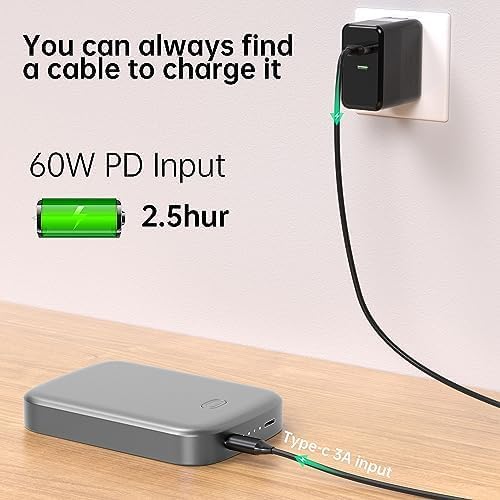 Magnetic 10,000 m Ah Fast Charging Power Bank for i Phone 15/14/13/12 – 20 W Wireless Portable Charger with USB-C Dual Ports & Cable – Effortless Magnetic Attachment for On-the-Go Power Efficiency