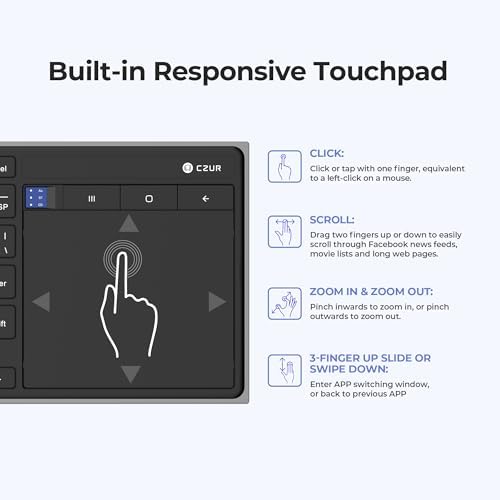 Upgrade Your Setup with the CZUR Ultra Slim Rechargeable Bluetooth Keyboard & Touchpad – Wireless Versatility for Mac, Windows, PC, Laptop, Tablet, and Smart TV, Effortless Navigation and Enhanced Productivity for Every Tech Enthusiast