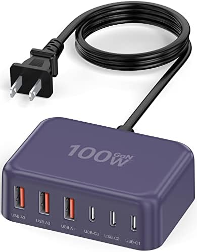 Ultimate 125 W USB-C Multi-Device Charging Station: 6-Port Fast Charger with Ga N Technology for i Phone, i Pad, Apple Watch, Galaxy S23 & More – Compact Power Hub for Home & Office Efficiency